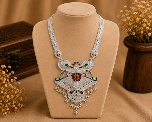 Traditional Meenakari Pearl Drop Necklace