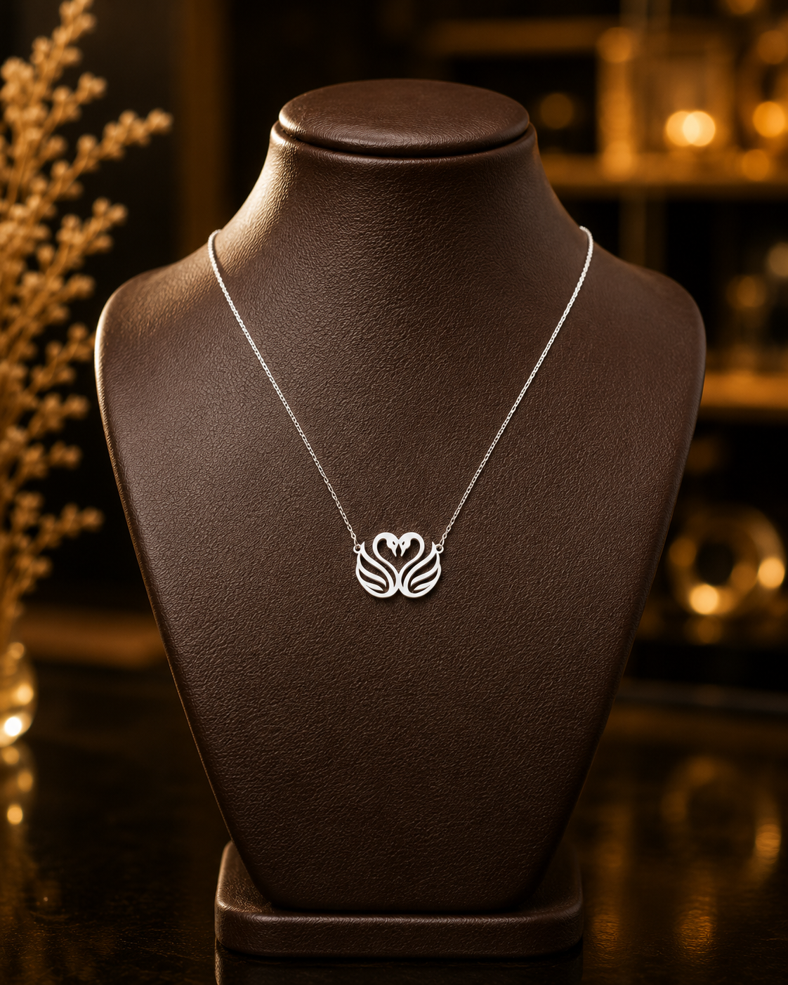 Custom Swan Heart Pendant Necklace – 925 Sterling Silver