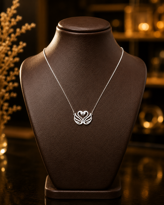 Custom Swan Heart Pendant Necklace – 925 Sterling Silver