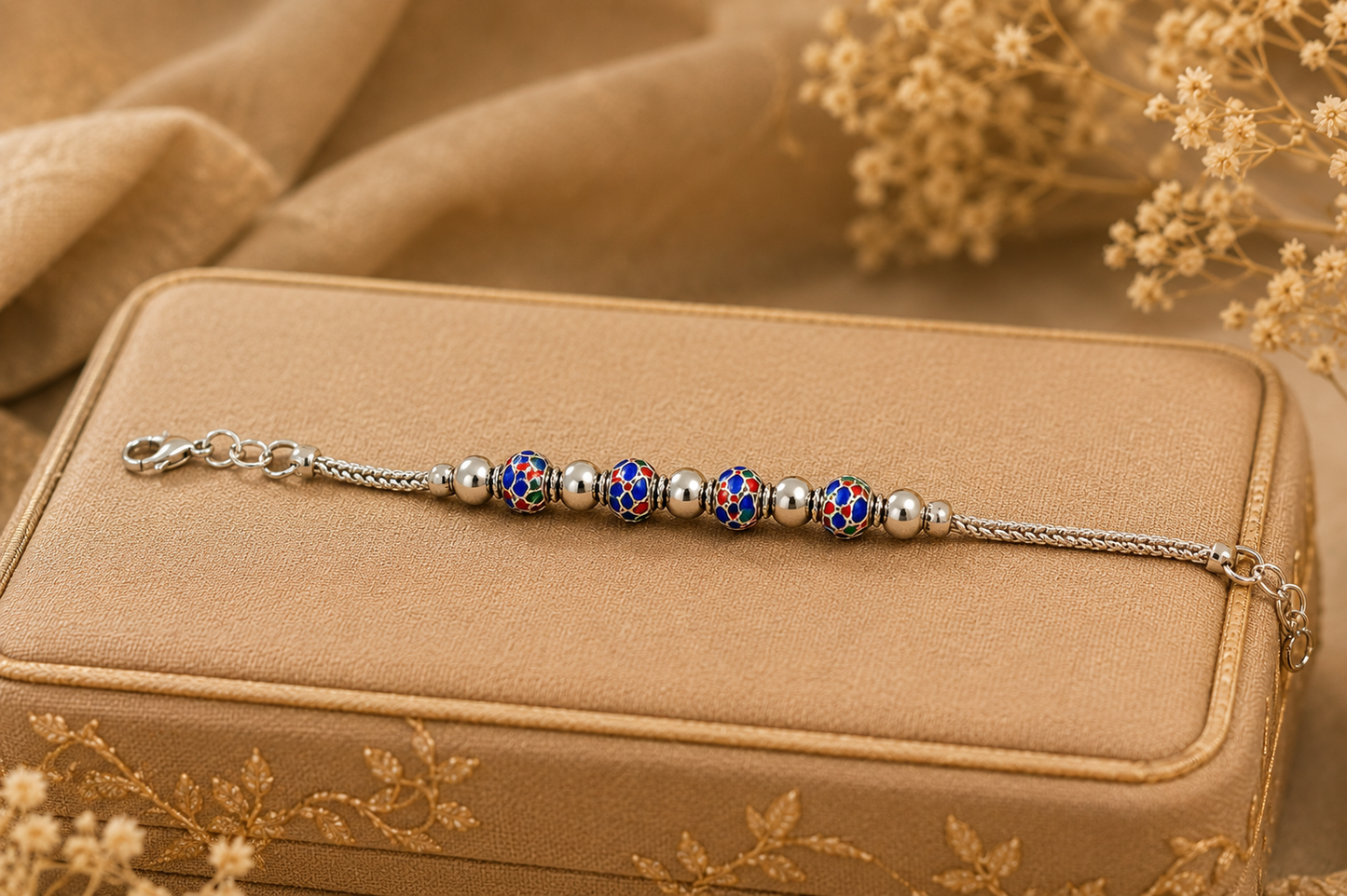 Women's Multicolor Bead Charm Bracelet