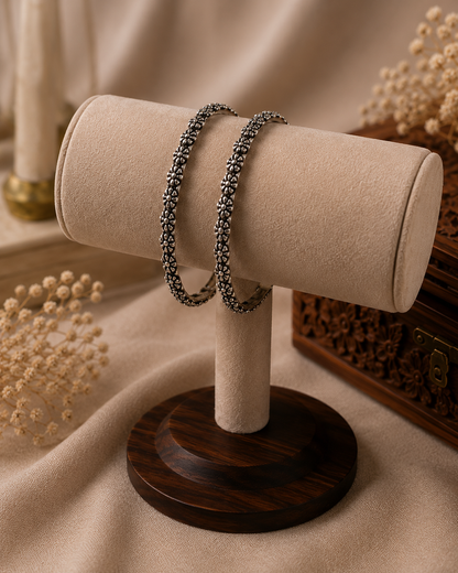 Women's Vintage Floral Oxidised Bangles