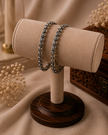 Classic Circle Motif Silver Bangles