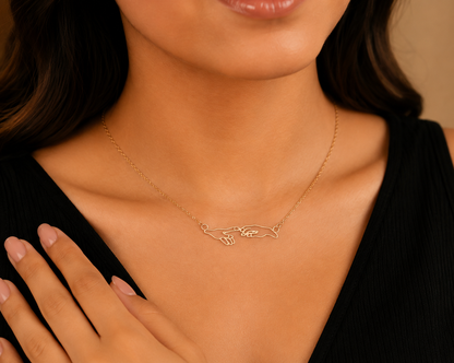 Connected Hands Pendant Necklace – 925 Sterling Silver | Minimalist Love Necklace