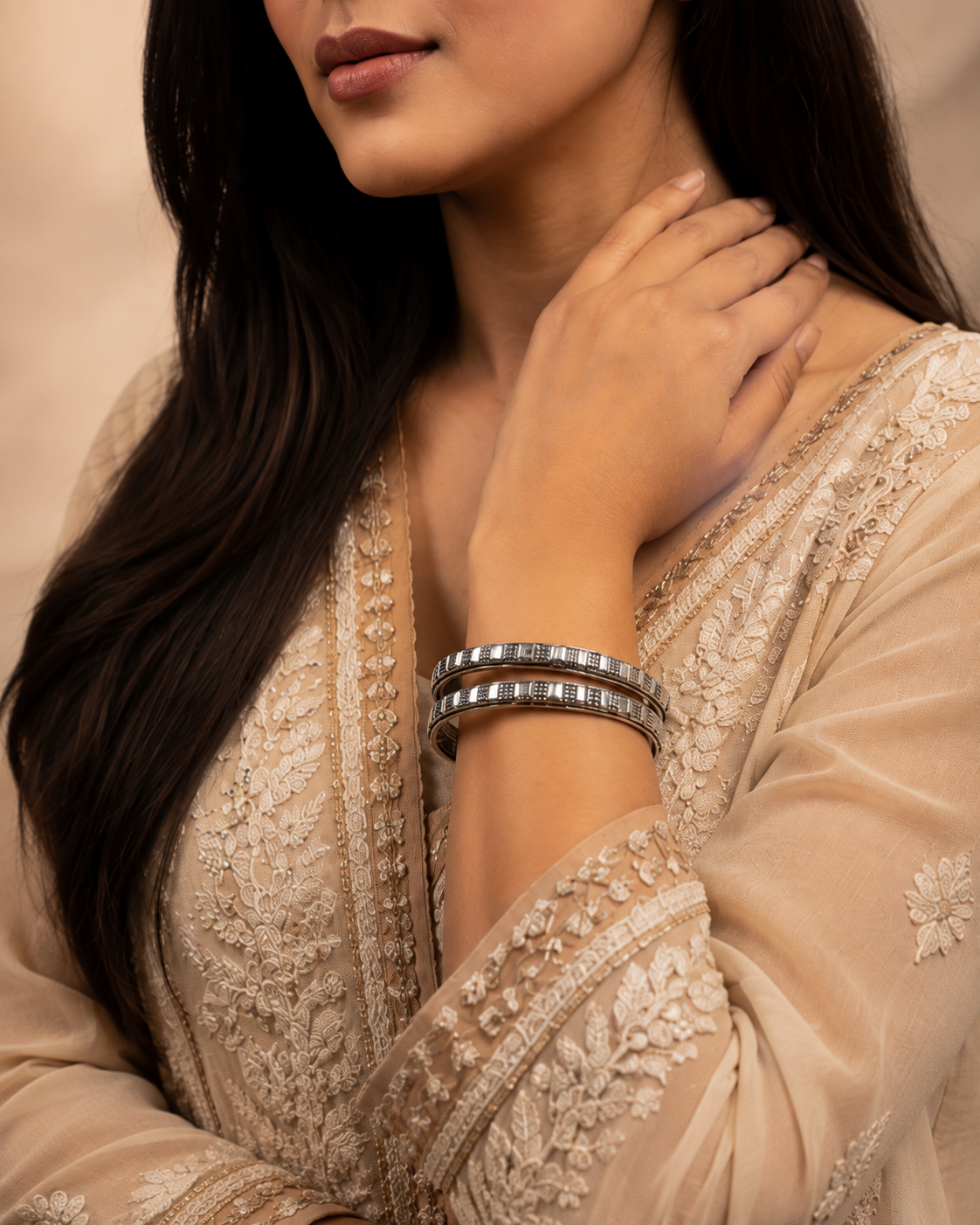 Women's Dual-Line Crystal Bangles