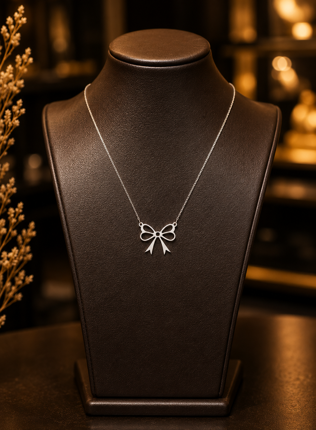 Elegant Bow Pendant Necklace – 925 Sterling Silver | Minimalist Bow Necklace