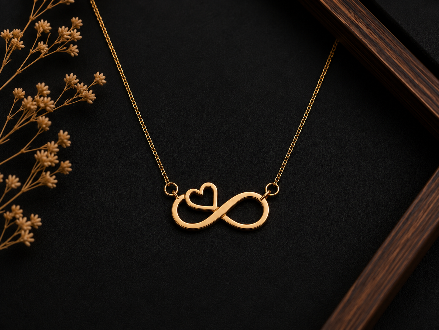 Custom Infinity Heart Pendant Necklace – 925 Sterling Silver (Gold Finish)