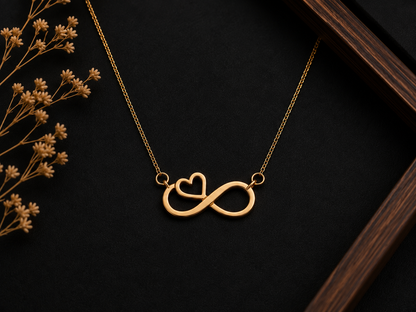 Custom Infinity Heart Pendant Necklace – 925 Sterling Silver (Gold Finish)