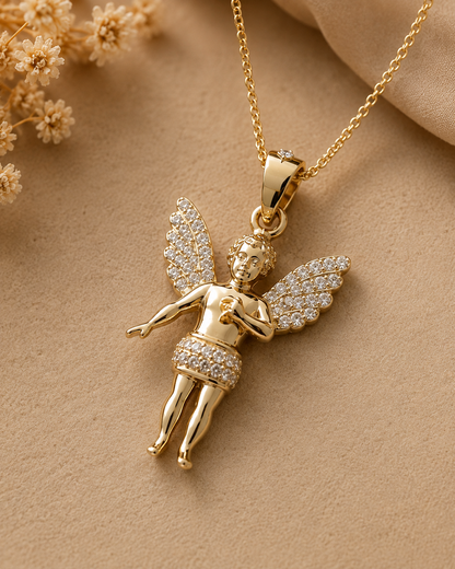 Celestial Angel Gold Pendant Necklace