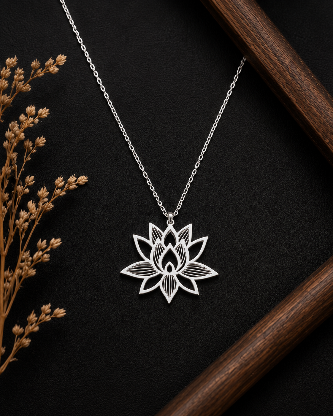 Lotus Pendant Necklace – 925 Sterling Silver | Elegant Floral Necklace