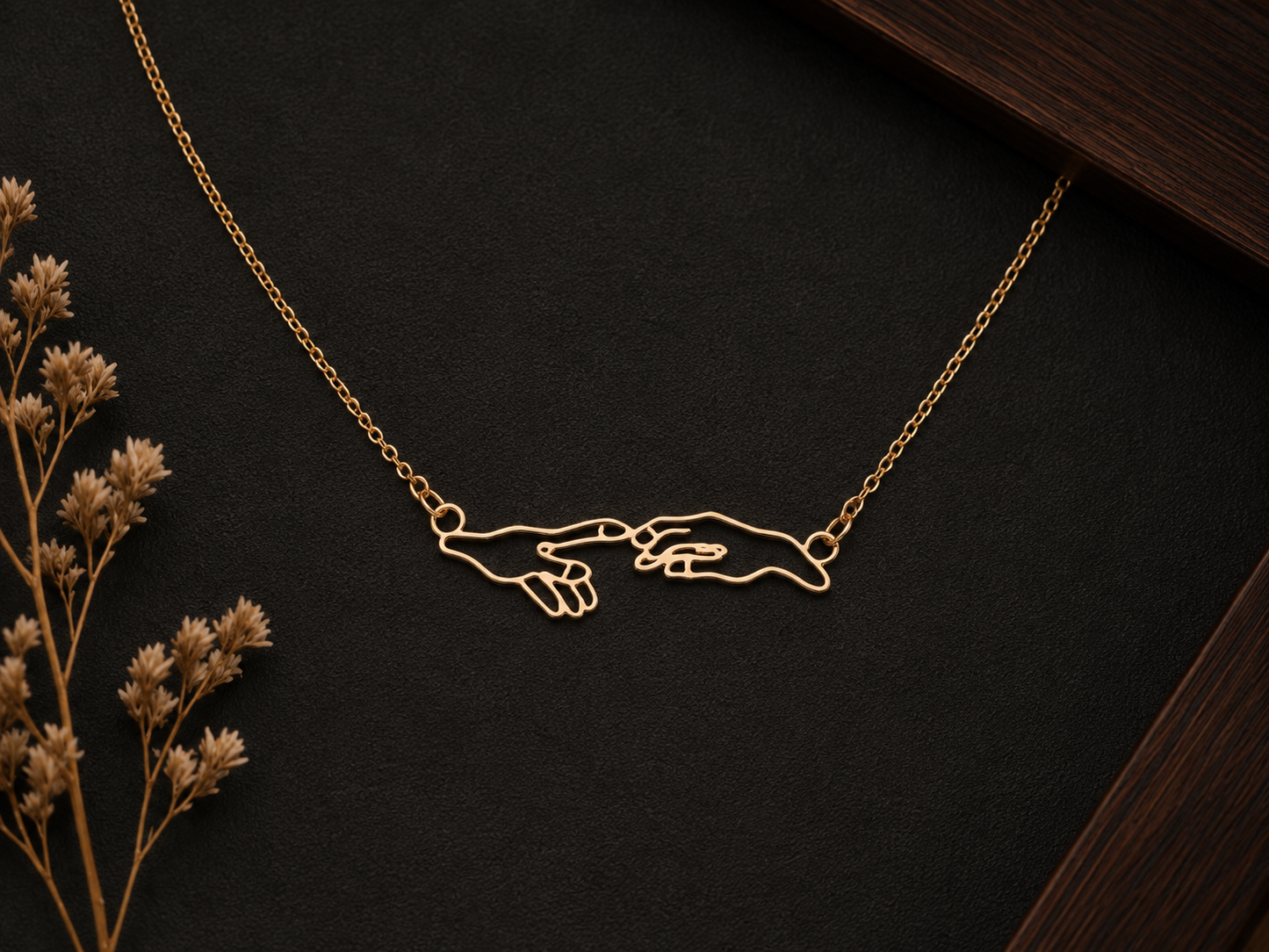 Connected Hands Pendant Necklace – 925 Sterling Silver | Minimalist Love Necklace