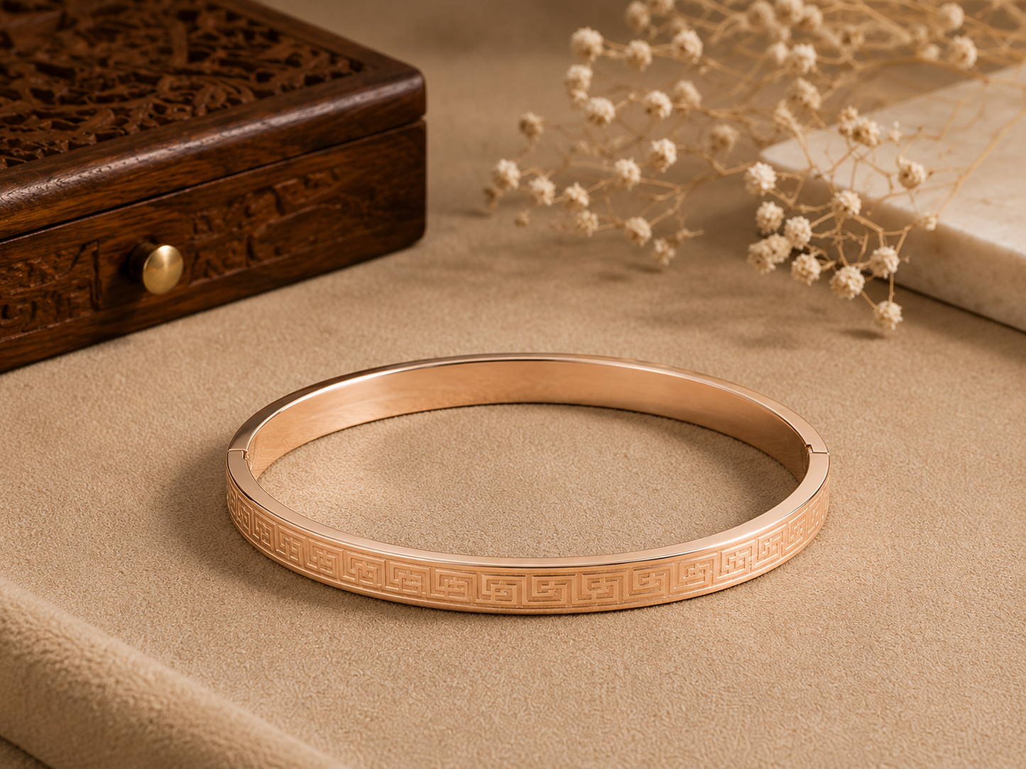 Men's Rose Gold Greek Pattern Kada