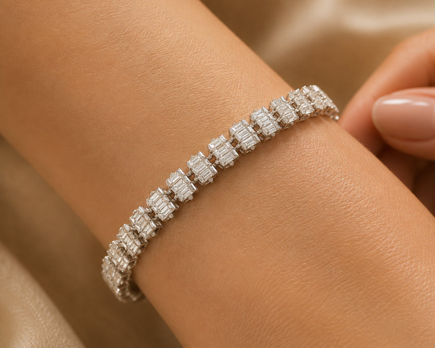 Emerald Cut Sparkle Silver Bracelet