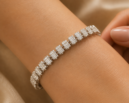 Emerald Cut Sparkle Silver Bracelet