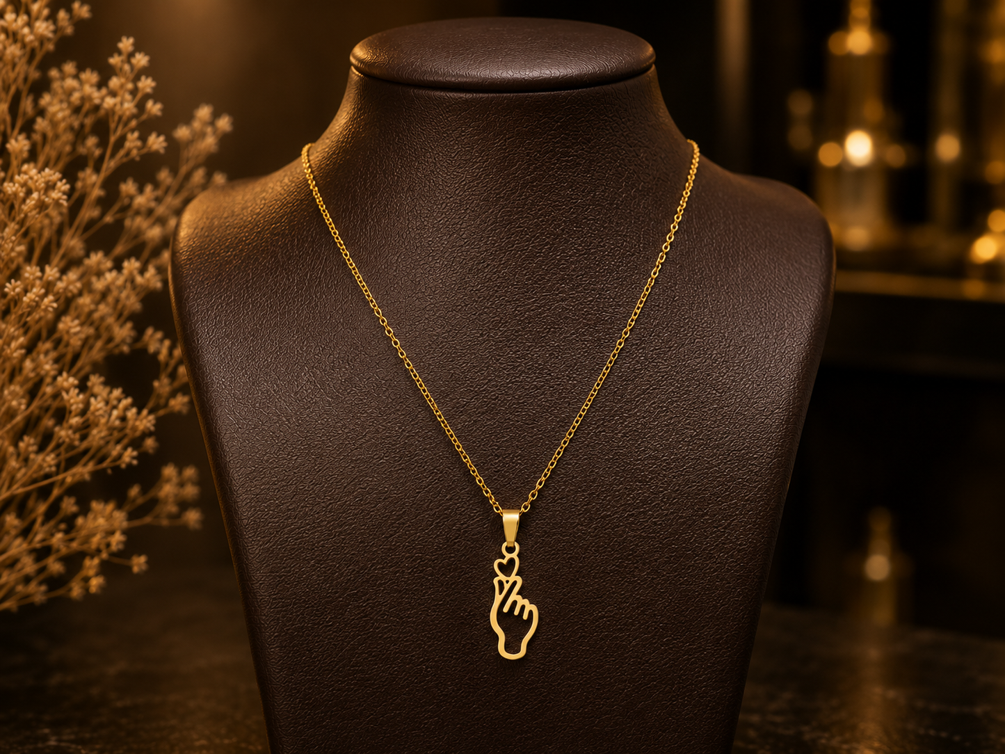 Finger Heart Pendant Necklace – 925 Sterling Silver | Minimalist Love Necklace