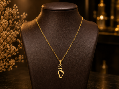Finger Heart Pendant Necklace – 925 Sterling Silver | Minimalist Love Necklace