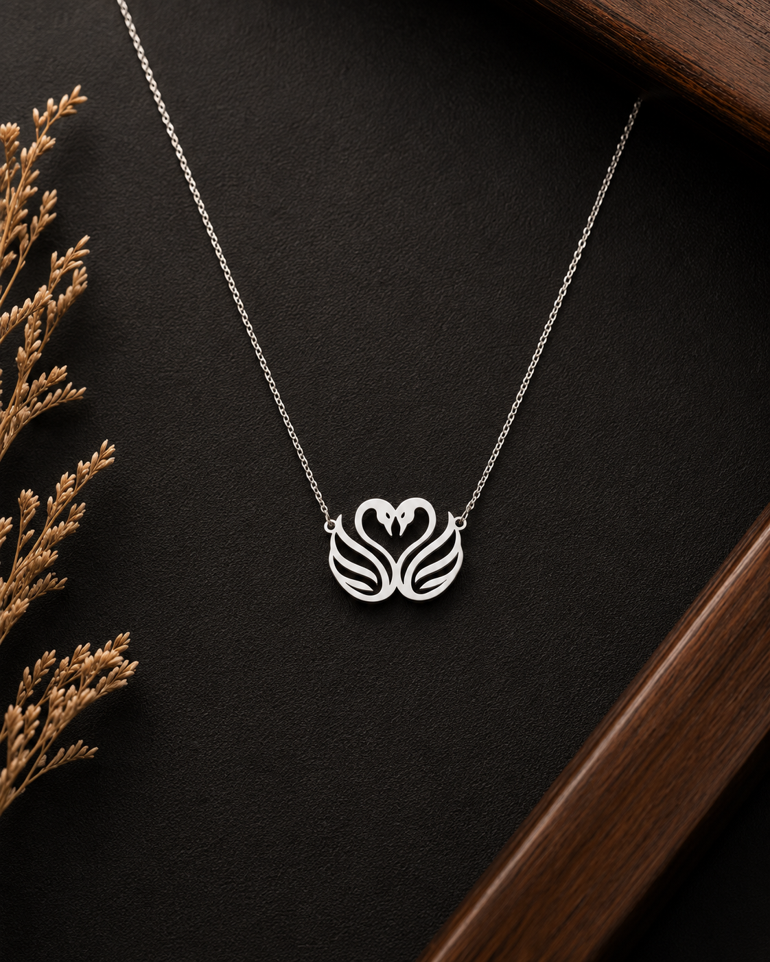 Custom Swan Heart Pendant Necklace – 925 Sterling Silver