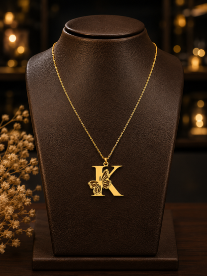Custom Initial Butterfly Necklace – 925 Sterling Silver | Personalized Letter Pendant