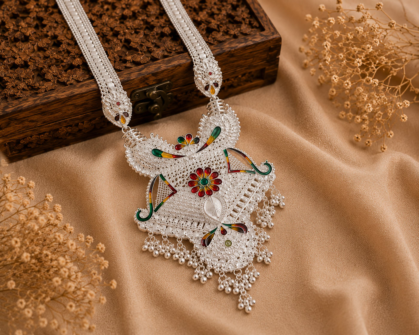 Traditional Meenakari Pearl Drop Necklace