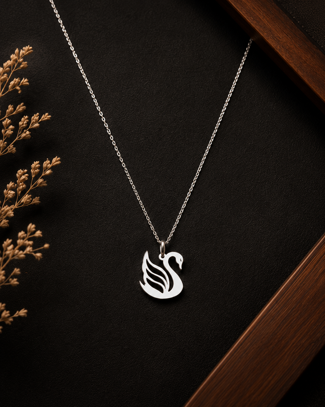 Elegant Swan Silver Pendant Necklace – 925 Sterling Silver
