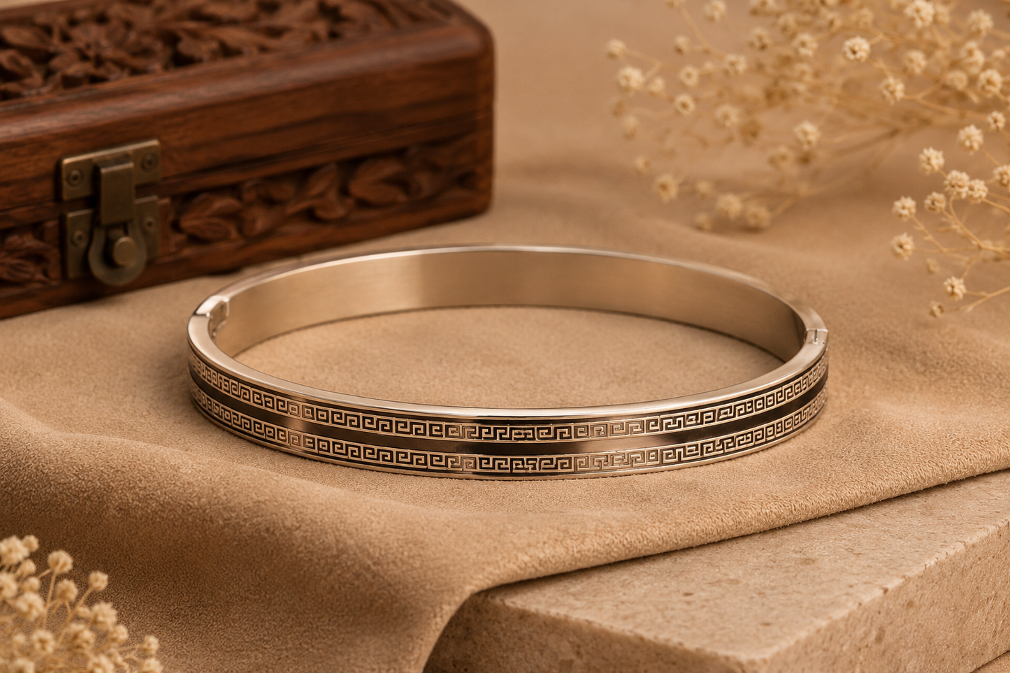 Men's Silver Greek Pattern Kada