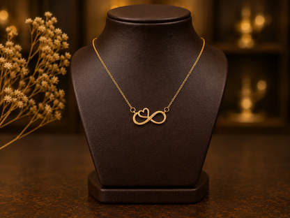Custom Infinity Heart Pendant Necklace – 925 Sterling Silver (Gold Finish)