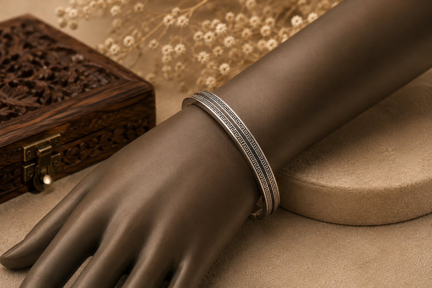 Men's Silver Greek Pattern Kada