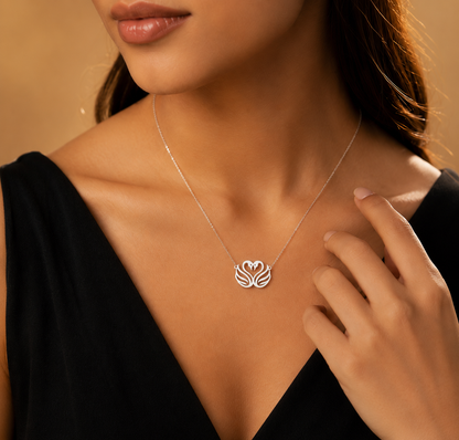 Custom Swan Heart Pendant Necklace – 925 Sterling Silver