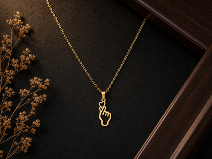 Finger Heart Pendant Necklace – 925 Sterling Silver | Minimalist Love Necklace