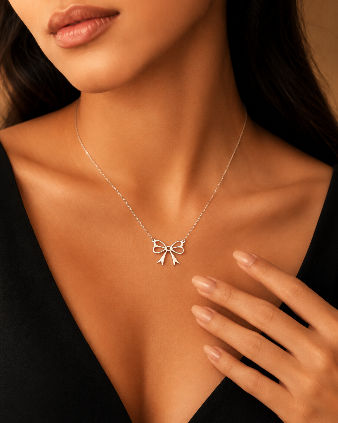 Elegant Bow Pendant Necklace – 925 Sterling Silver | Minimalist Bow Necklace