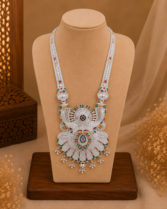 Handcrafted Filigree Peacock Silver Statement Pendant