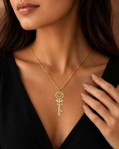 Sunflower Pendant Necklace – 925 Sterling Silver | Elegant Floral Necklace