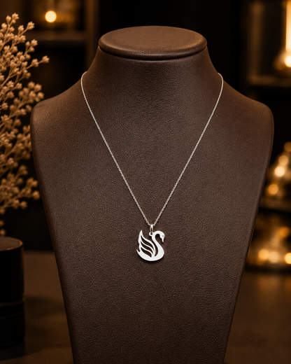 Elegant Swan Silver Pendant Necklace – 925 Sterling Silver