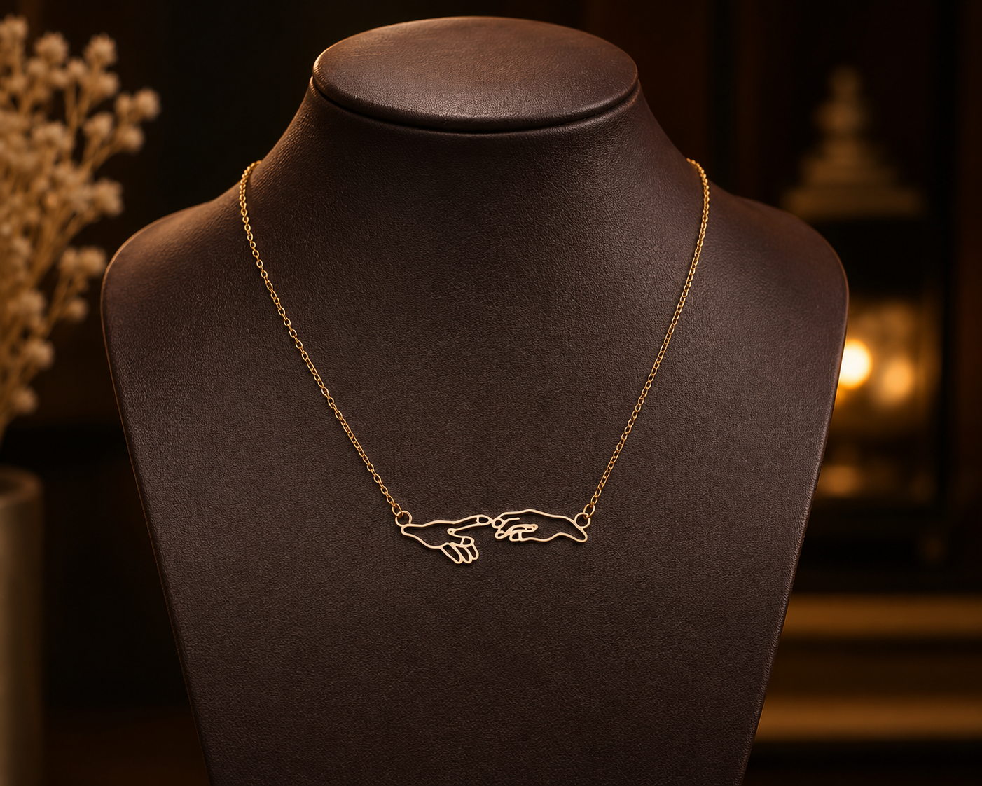 Connected Hands Pendant Necklace – 925 Sterling Silver | Minimalist Love Necklace