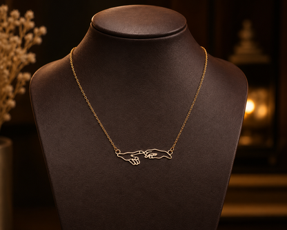 Connected Hands Pendant Necklace – 925 Sterling Silver | Minimalist Love Necklace