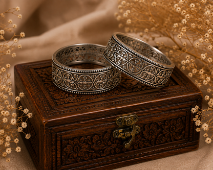 Antique Silver Scrollwork Filigree Cuff Bracelet