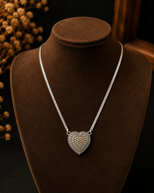 Lightweight Marcasite Heart Silver Pendant