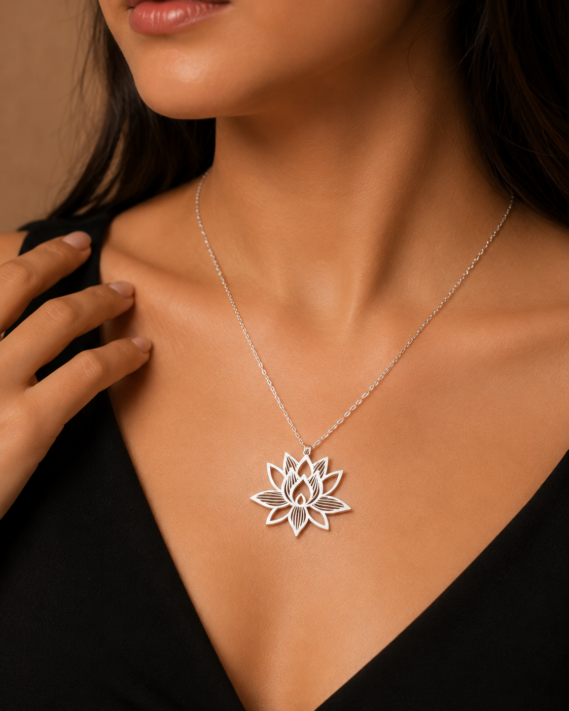 Lotus Pendant Necklace – 925 Sterling Silver | Elegant Floral Necklace