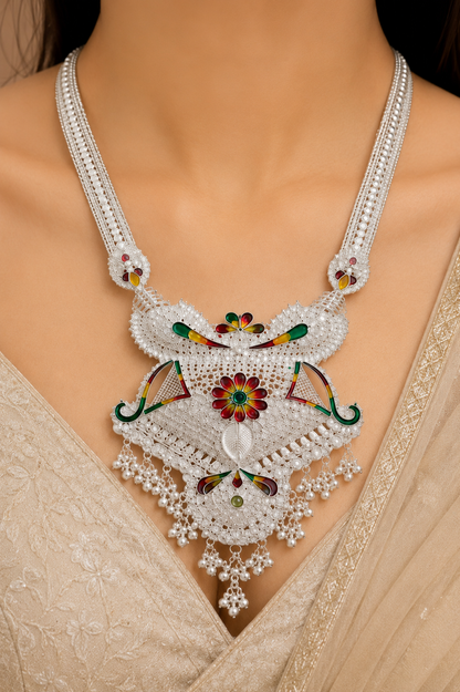 Traditional Meenakari Pearl Drop Necklace