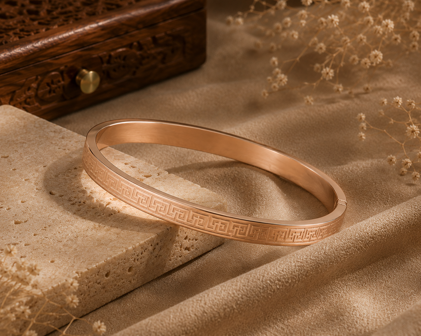 Men's Rose Gold Greek Pattern Kada