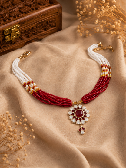 Ruby Red Matar Mala Necklace