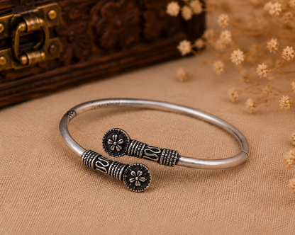 Oxidised Silver Floral Motif Armlet