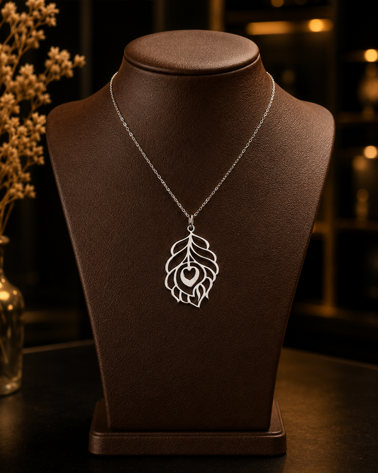 Customised 925 Sterling Silver Leaf Heart Pendant Necklace